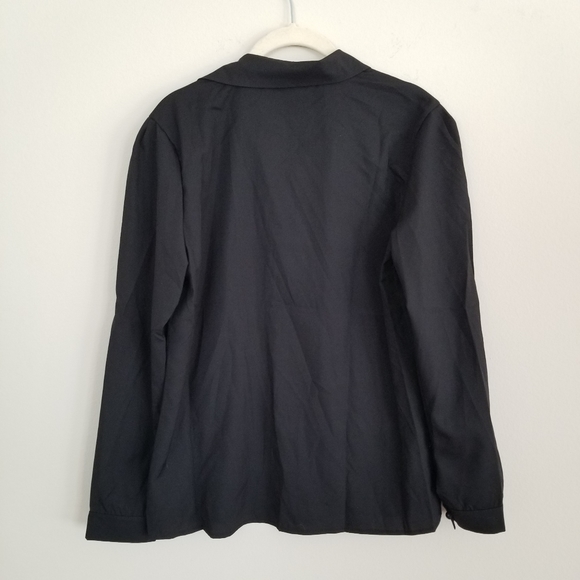 BLACK LONG SLEEVE BUTTON UP BLOUSE - Picture 5 of 5